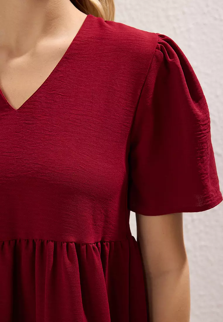 Plum Plain Straight Cut Mini Woven Dress