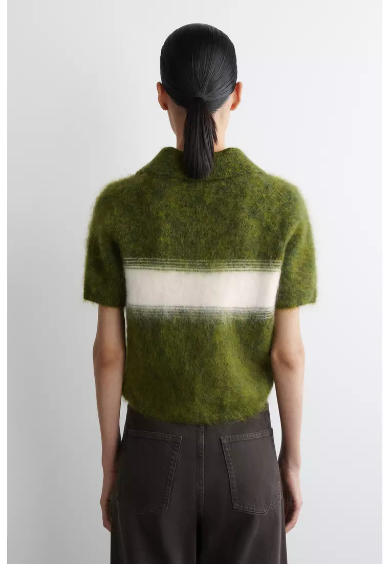 STRIPED MOHAIR-BLEND POLO JUMPER