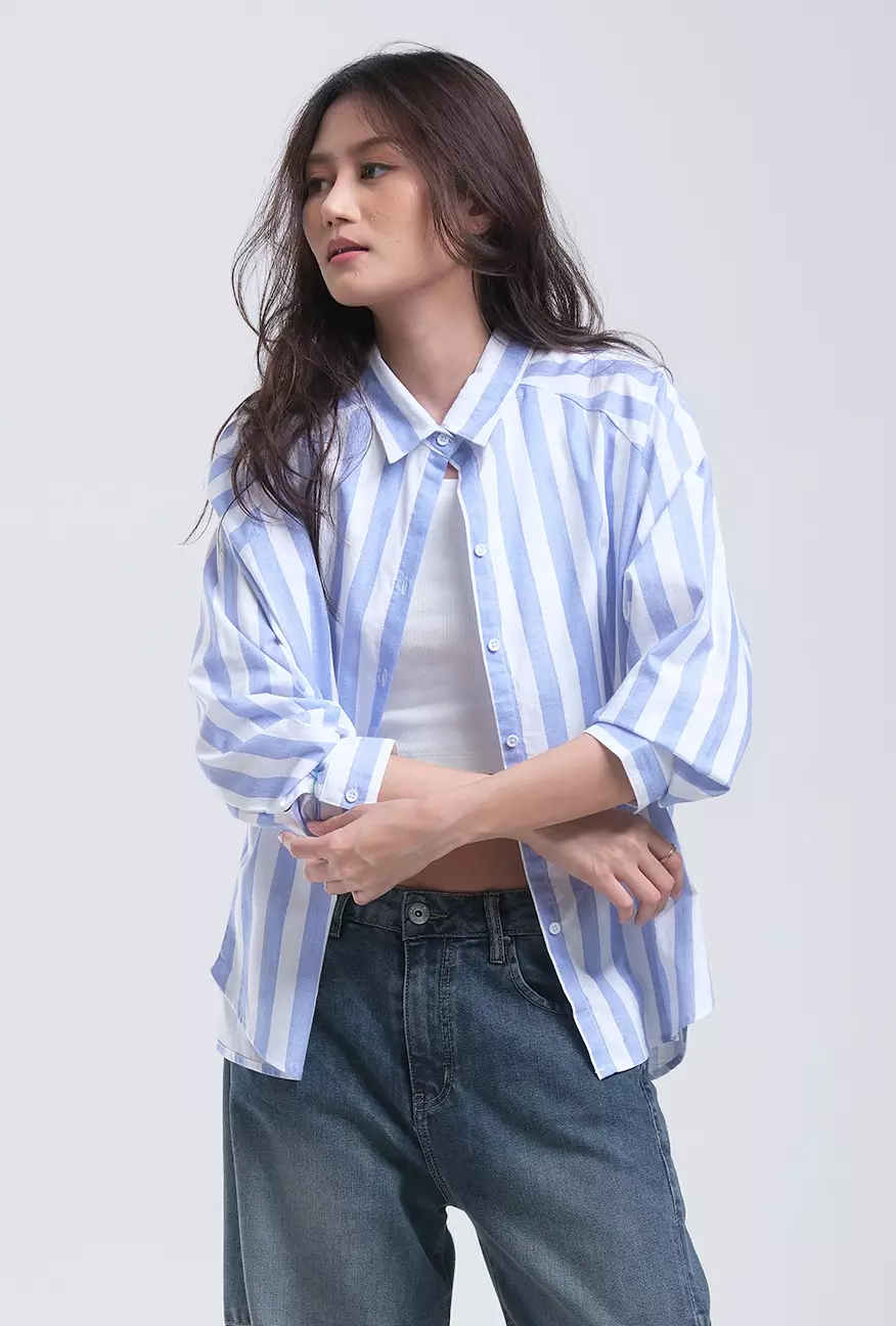Kemeja Wanita Griffyn Blue White