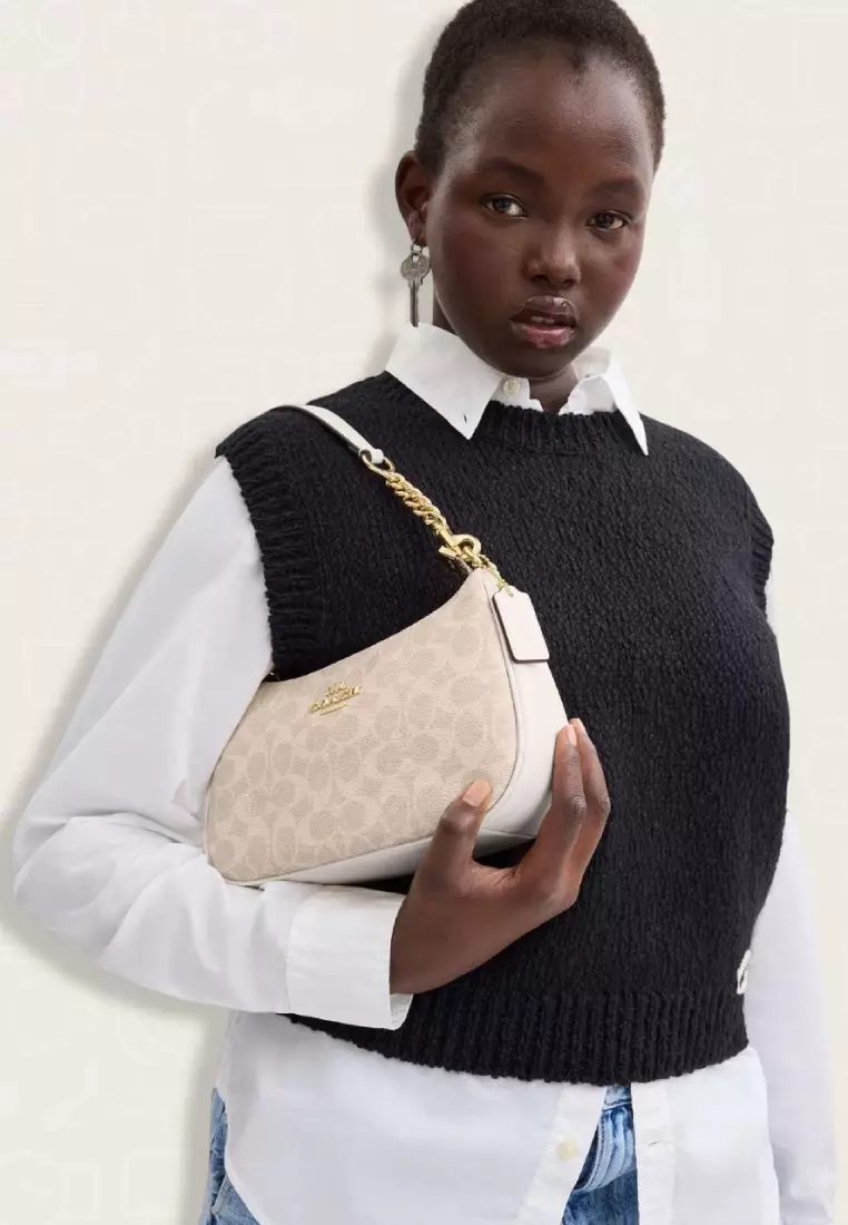 Coach Teri Shoulder Bag In Signature Canvas Sand Chalk