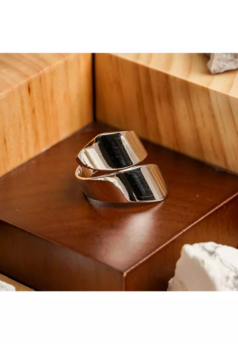Minimal Broad Silver Ring with 925 Sterling Silver