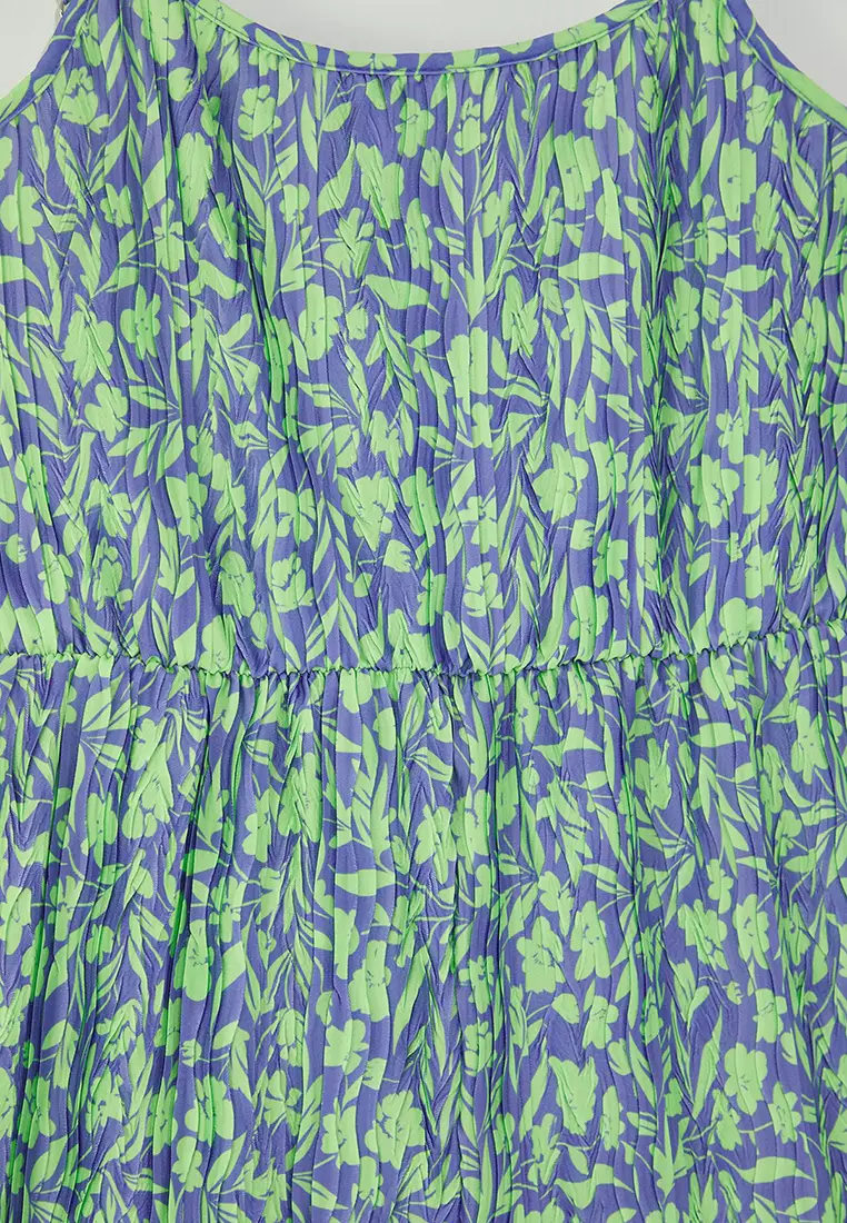 Green Strappy Patterned Plus Size Knitted Jumpsuit TBBSS25BG00016