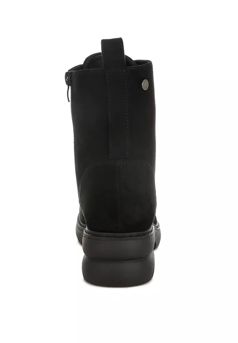 Lace Up High Ankle Boots in Black