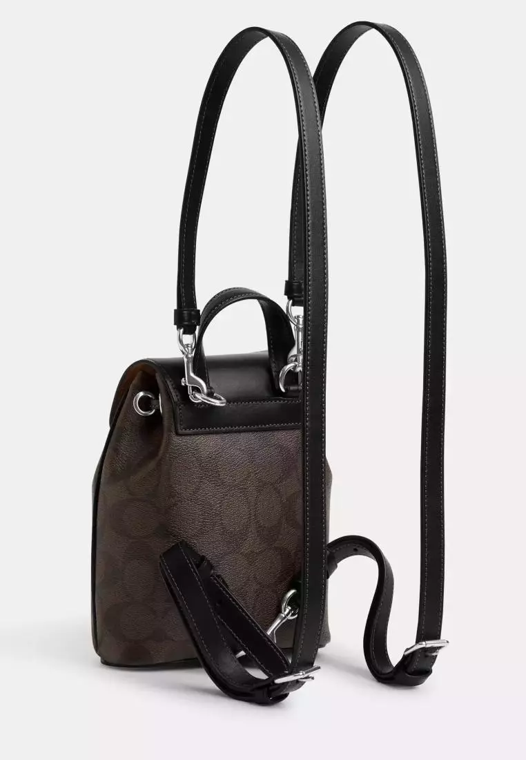 Coach Amelia Convertible Backpack In Signature Canvas Brown Black