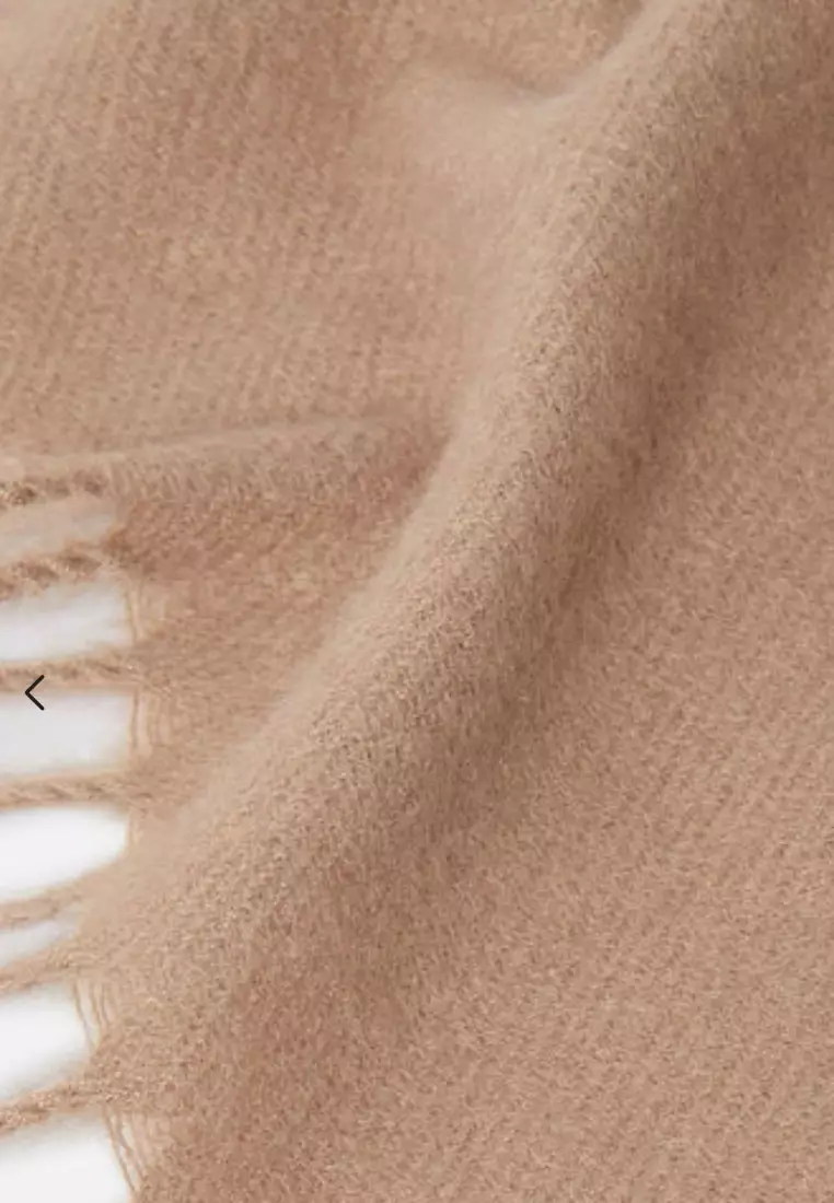 Plain Cashmere Virgin wool Pashmina Syal Wanita Camel