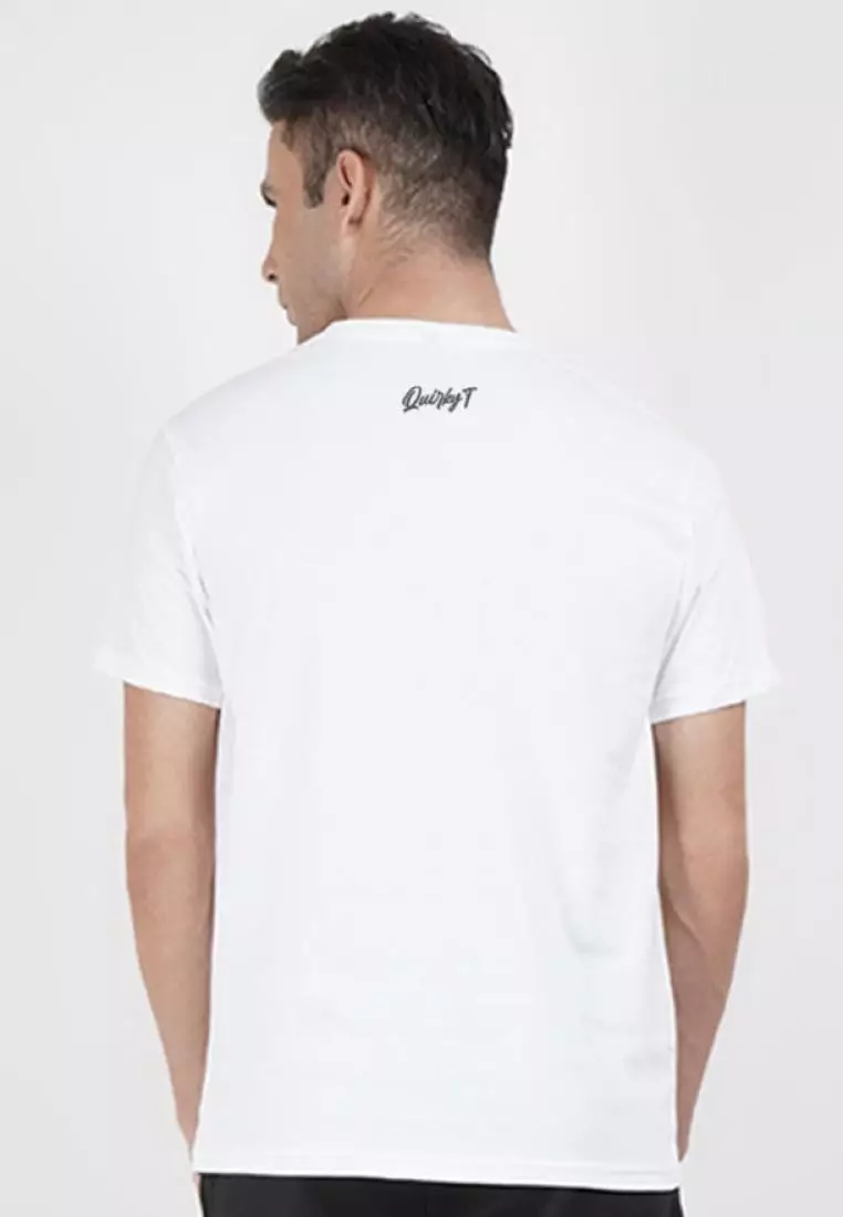 热带水果图案白色棉质短袖标准版型 T 恤