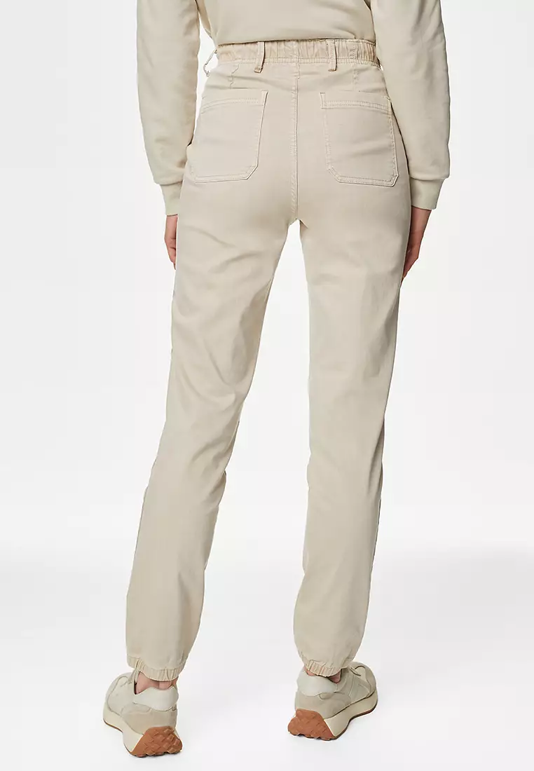 Cotton Blend Slim Fit Ankle Grazer Joggers