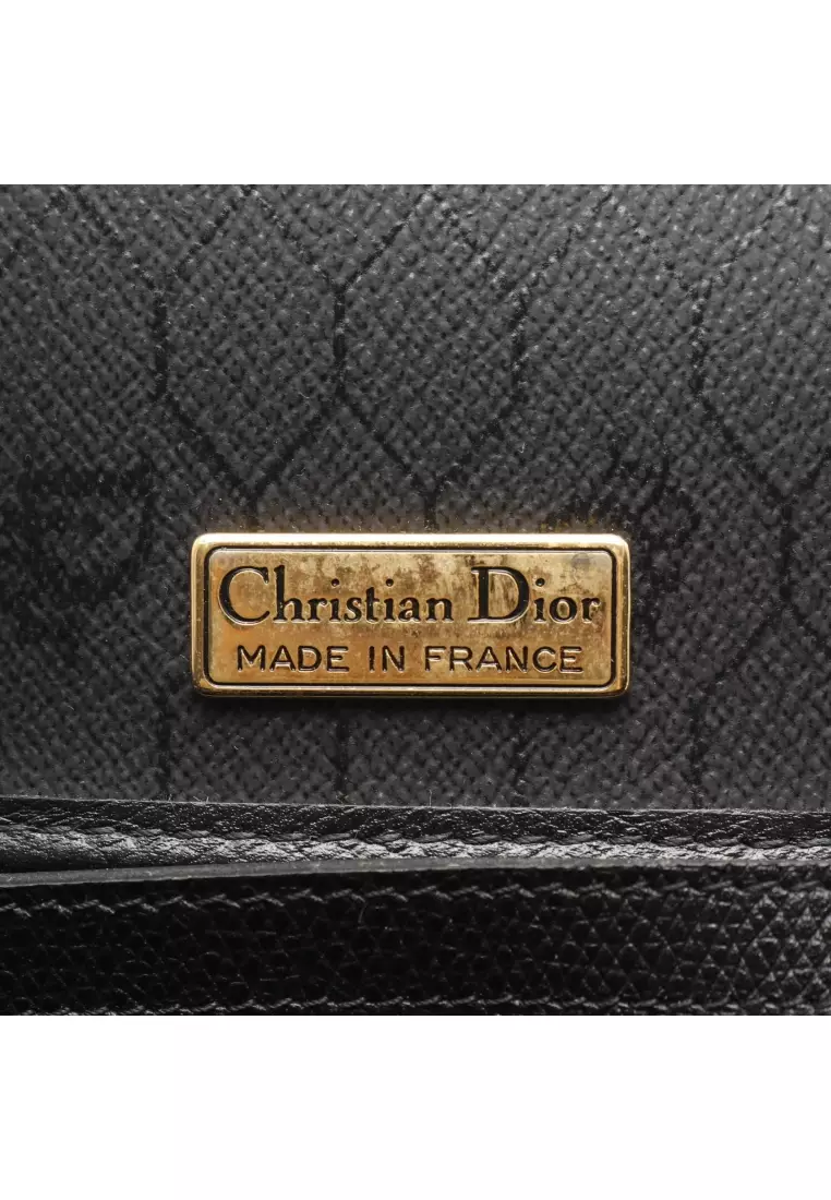 Pre-Loved Christian Dior honeycomb Shoulder bag leather black