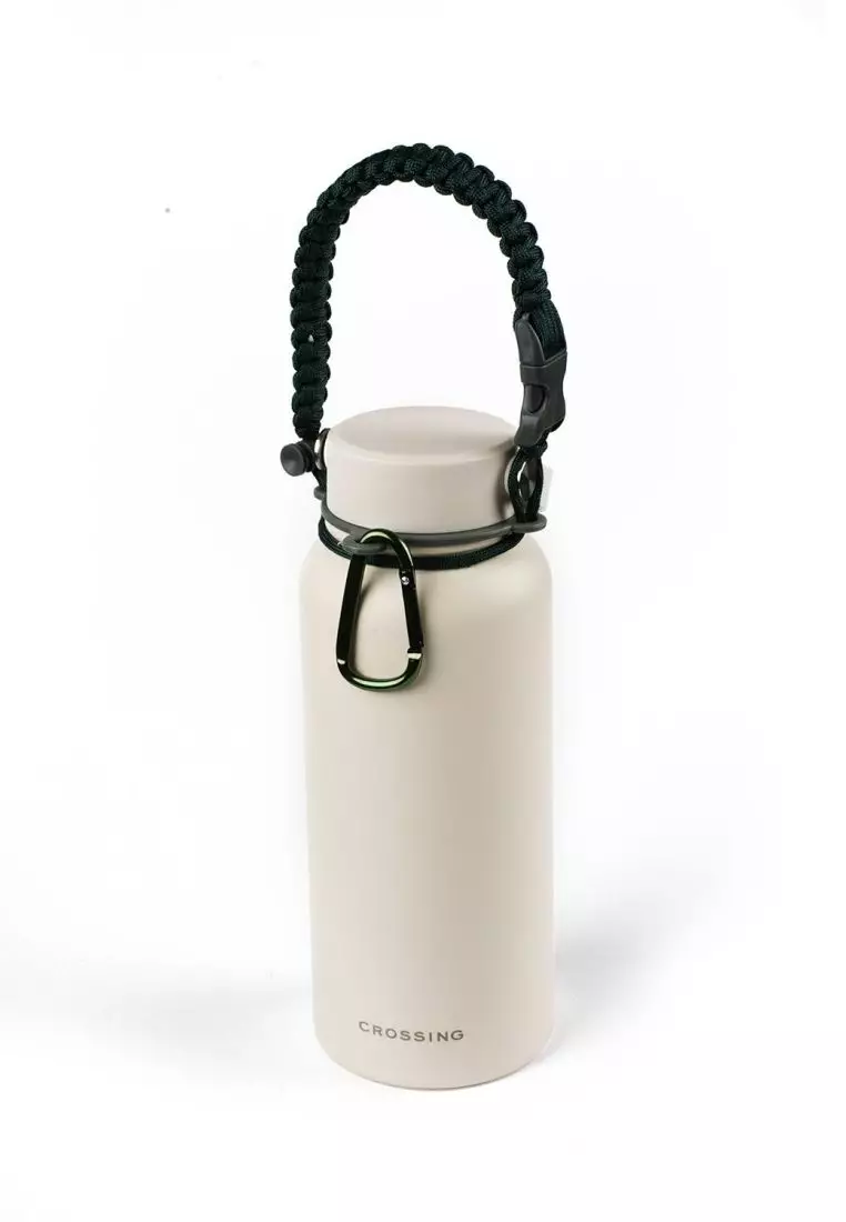Crossing Paracord Bottle Carrier Strap with Carabiner - Dark Green