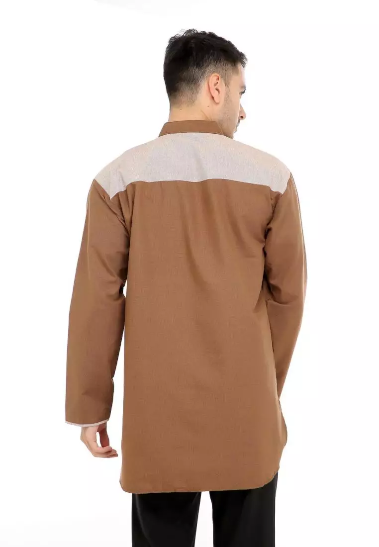 Baju Koko Gamis Muslim Pria Asraf - Coklat
