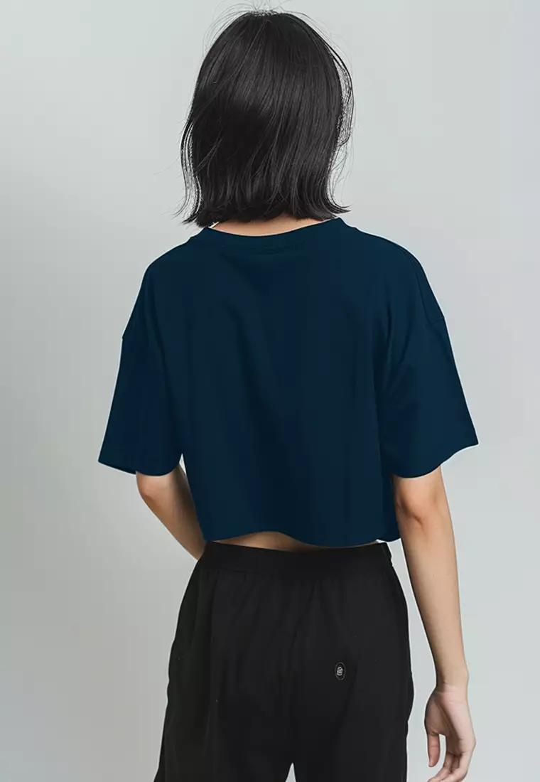 LTG76 kaos crop oversize "shine" navy