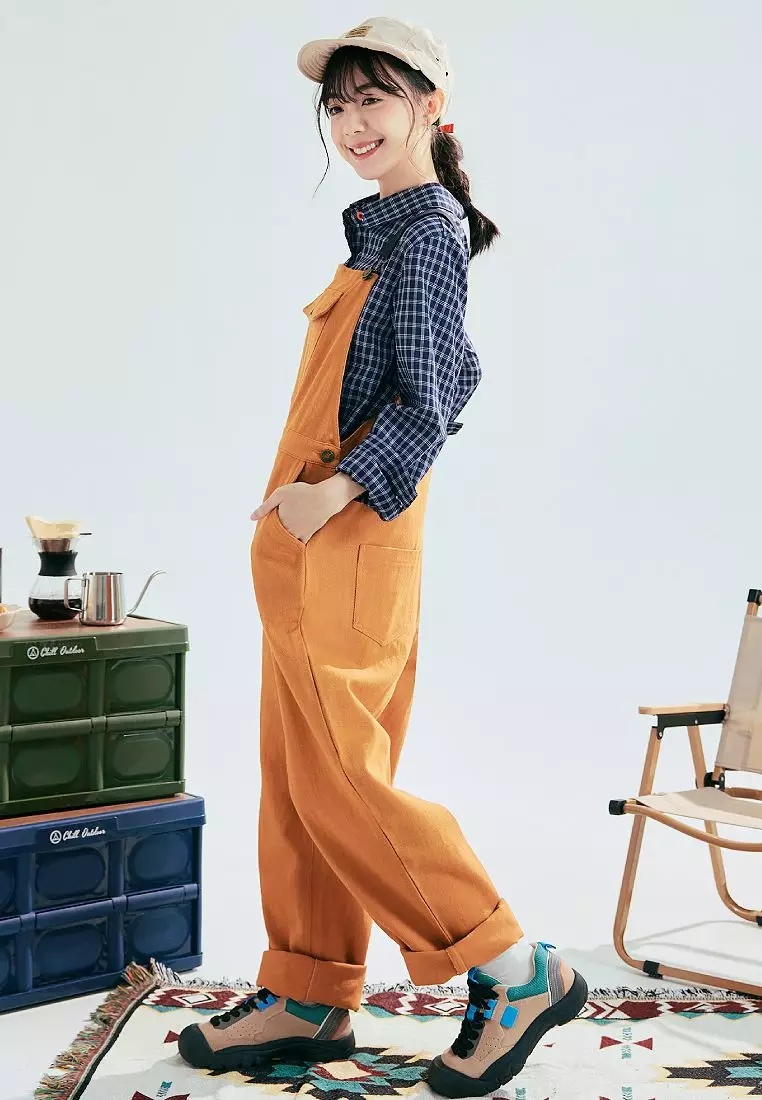 Loose-Fit Colorblock Adjustable Strap Utility Jumpsuit [BA7678]