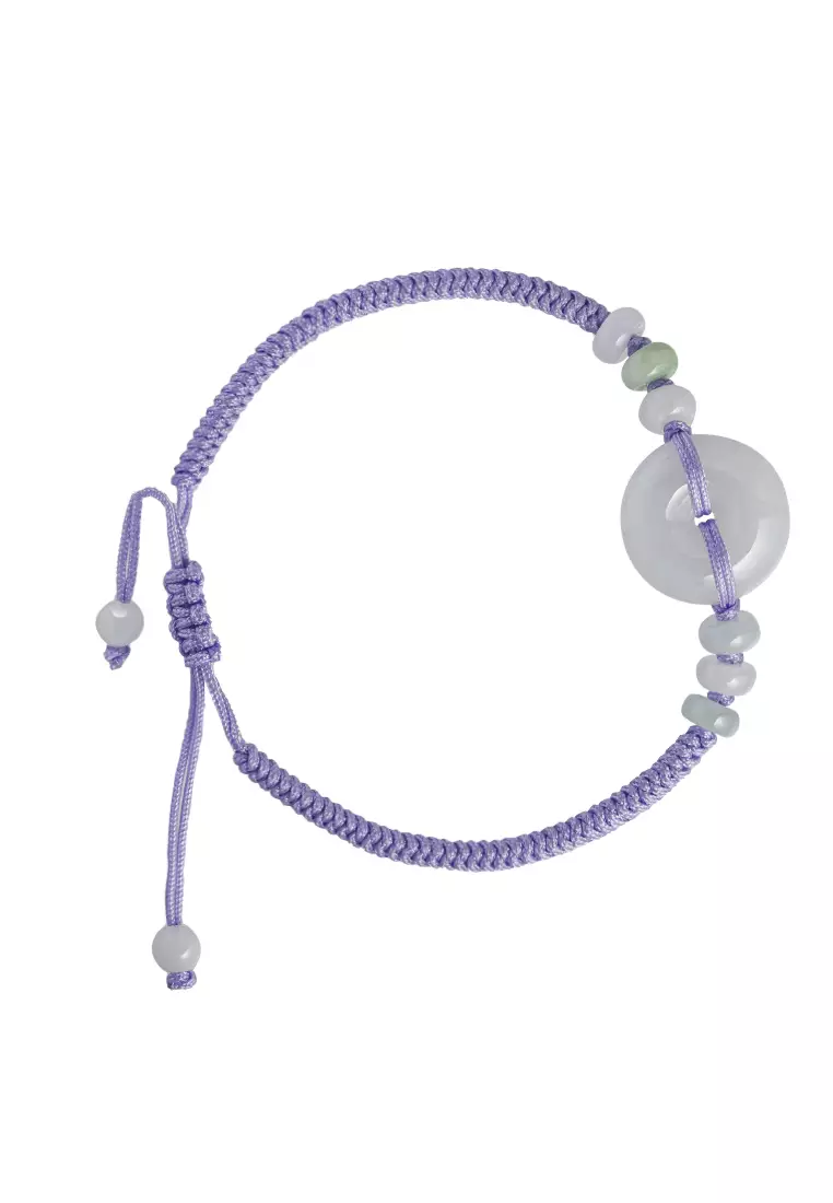 TOMEI [Online Exclusive] Natural Ping-An-Kou Jade with Purple Rope Bracelet