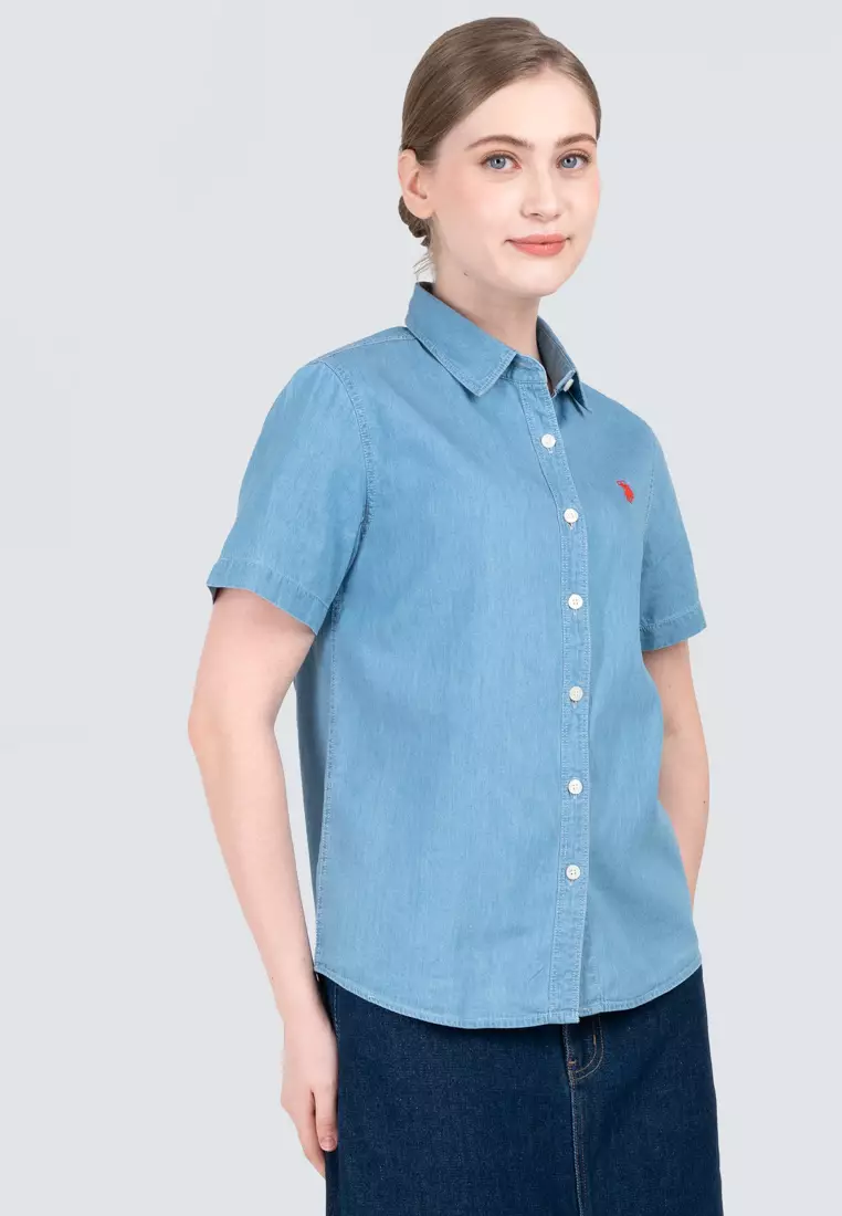 Polo Haus - Women’s Signature Fit Denim Short Sleeve Shirt WWSSV004