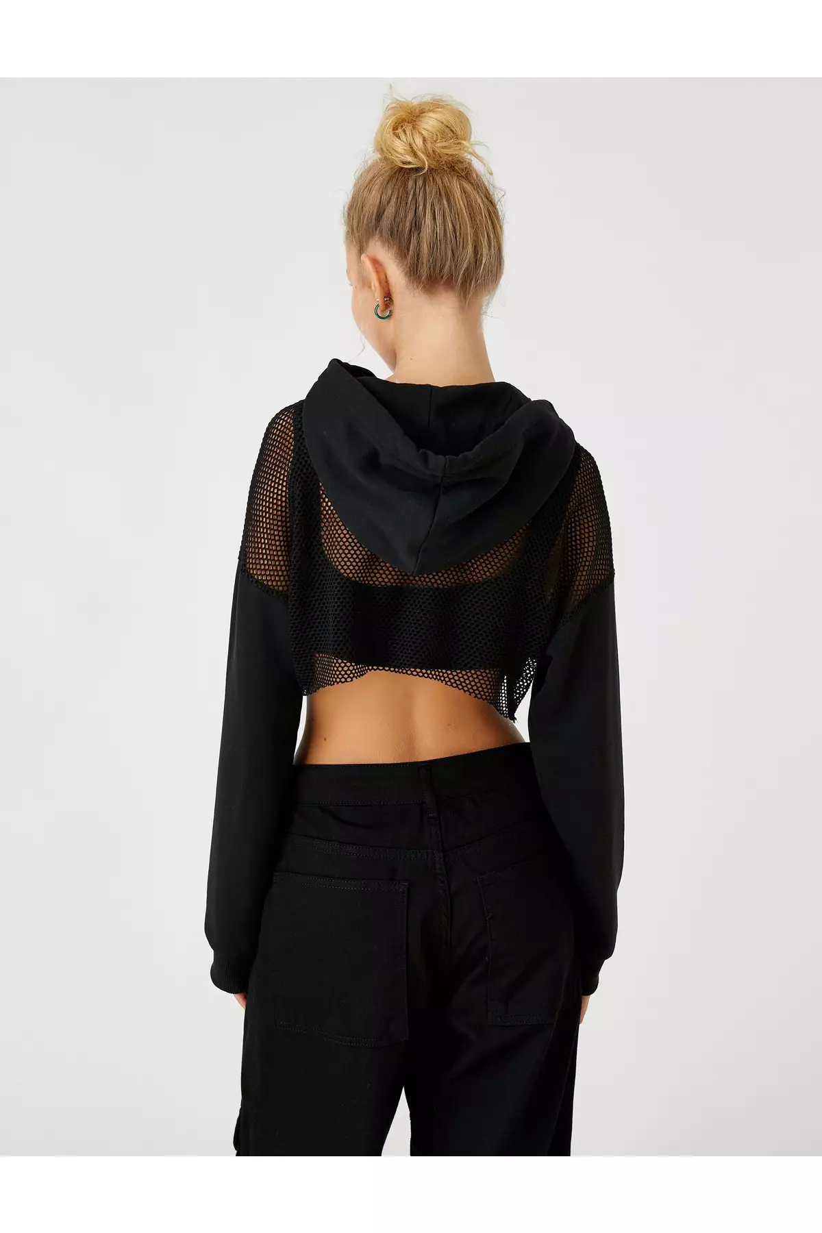 Mesh cropped cheap hoodie