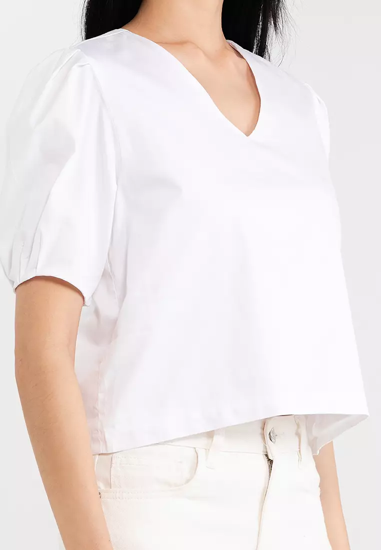 Puff Sleeves Cotton Blouse
