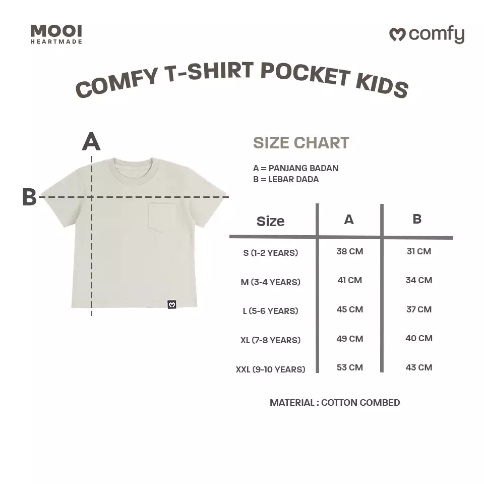 Mooi Kaos Anak Pocket Unisex Comfy T-Shirt Pocket Kids - Light Grey