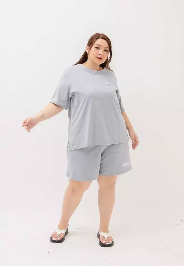 Plus Size Set Short Princess Series Neutral Grey