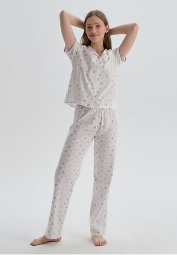 Purple Pyjama Set, Printed, Slim Fit, Short Sleeve Homewear Sleepwear for Women 2023 | Buy DAGİ Online | ZALORA Kong