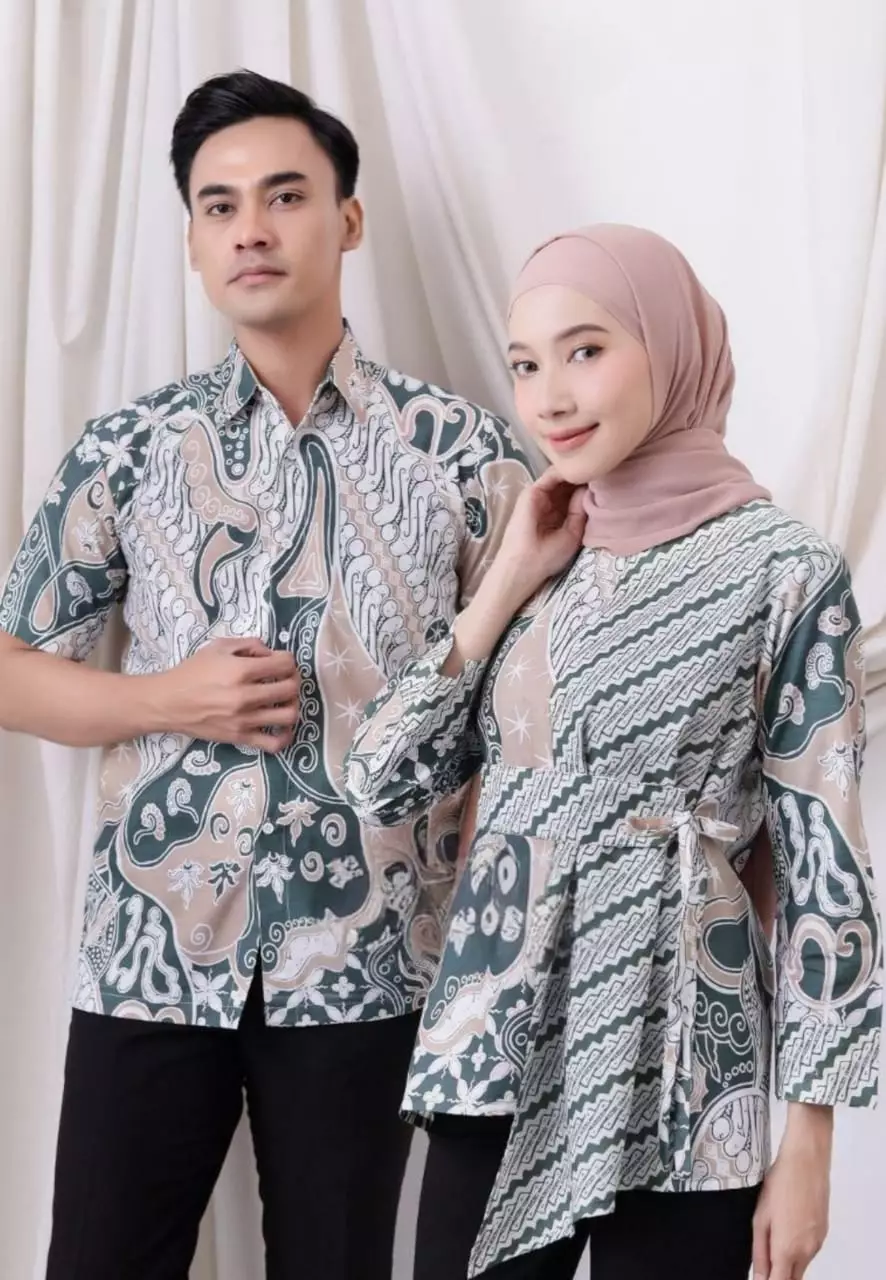 Blouse Batik Lintang Abu Premium Elegant B.K