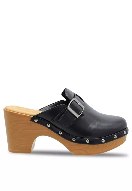 Discount on Noveni  shoes - SKU: Solid Tone Wooden Casual Heels