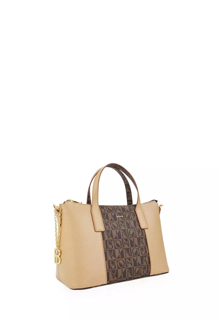 Bonia Brown Salva Monogram Large Satchel Bag