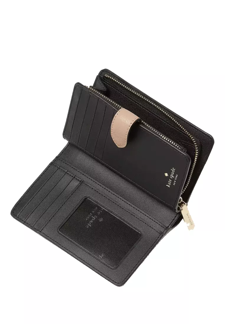 Madison Colorblock Saffiano Leather Medium Compact Bifold Wallet