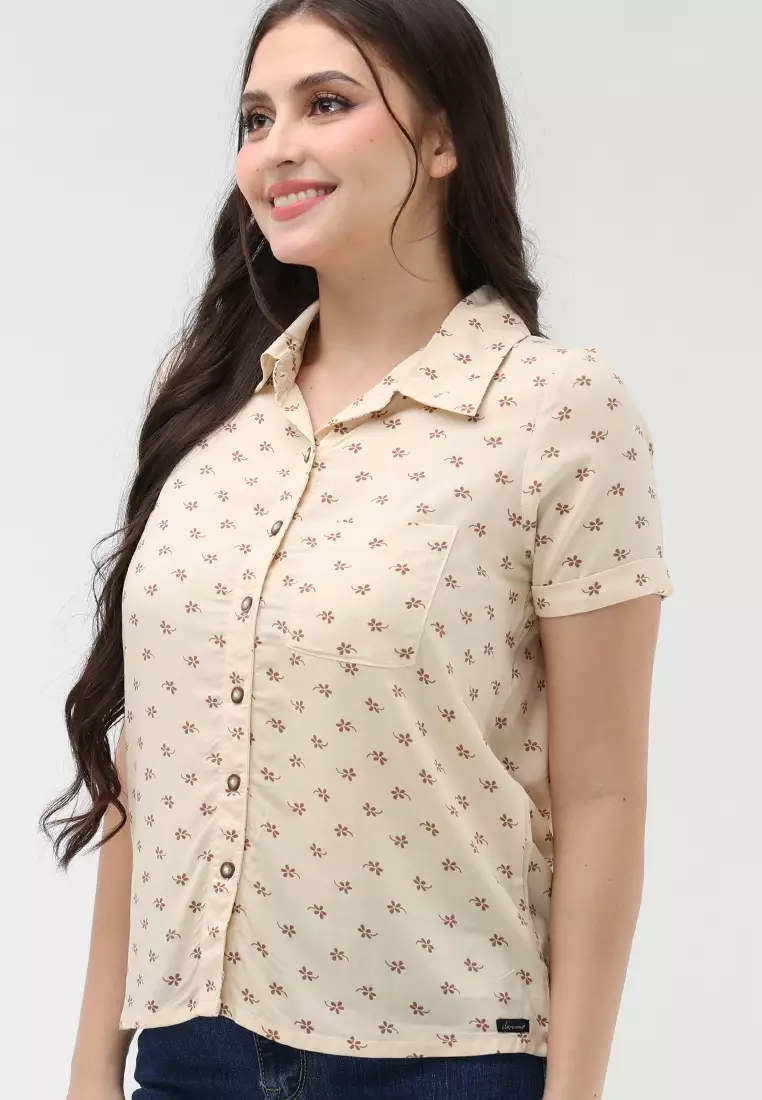Woven Printed Rayon Short Sleeves Blouse