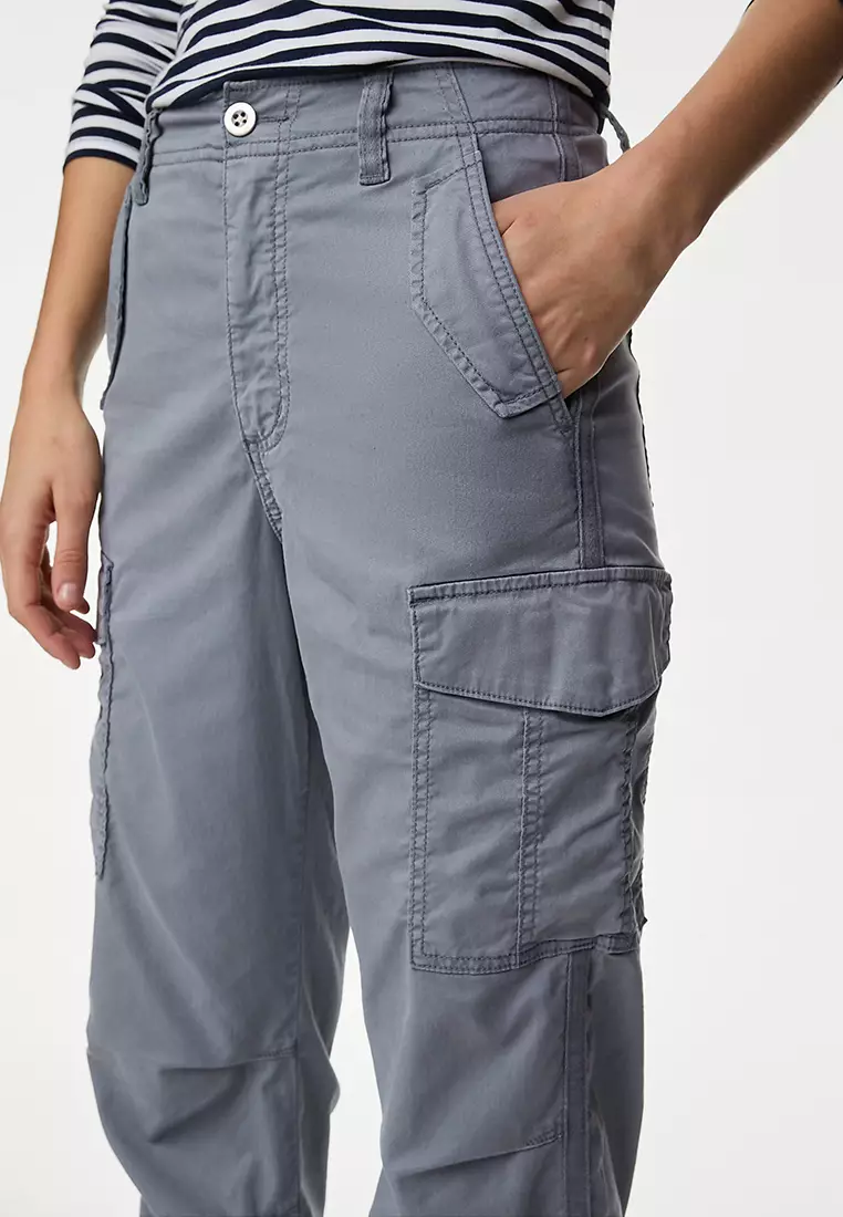 lyocell Rich Cargo Tea Dyed Cropped Trousers