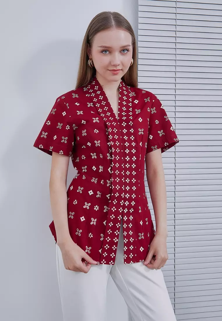 Nayara Atasan Kebaya Modern Kamelia Maroon