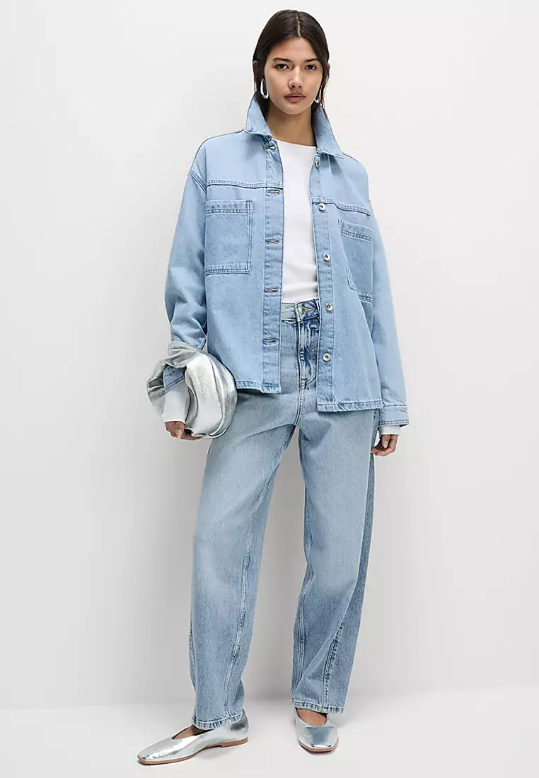 Pure Cotton Denim Relaxed Shacket