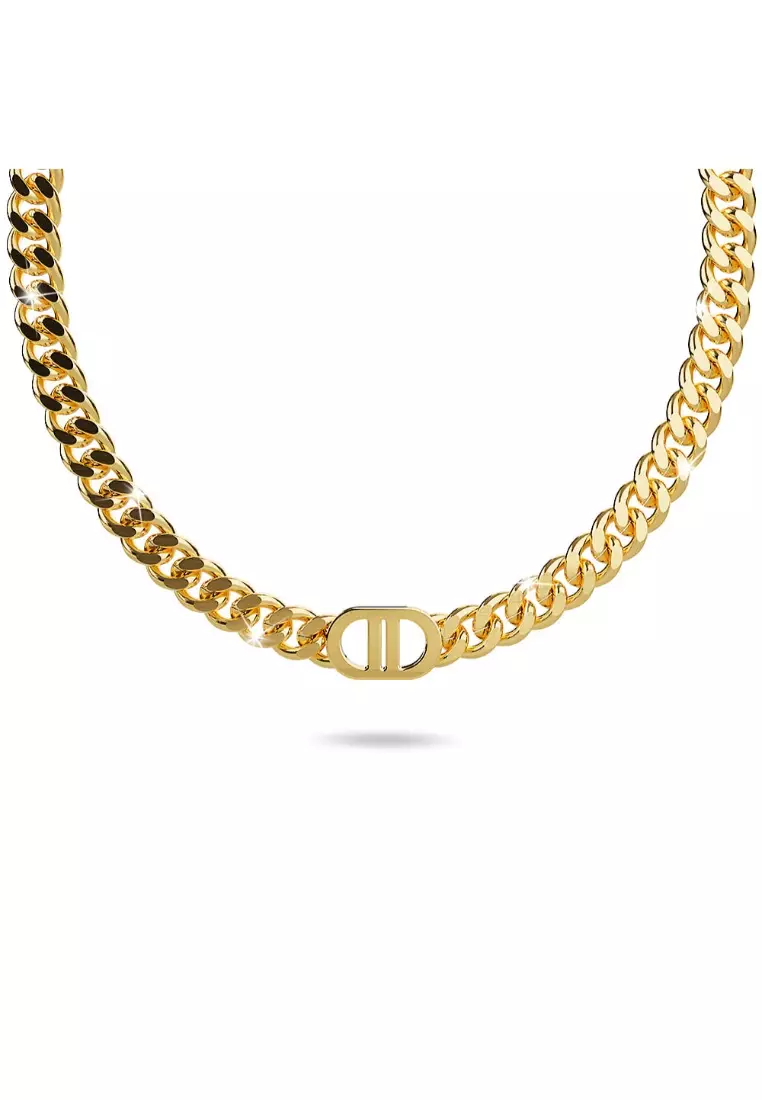 Gold cuban link choker necklace top