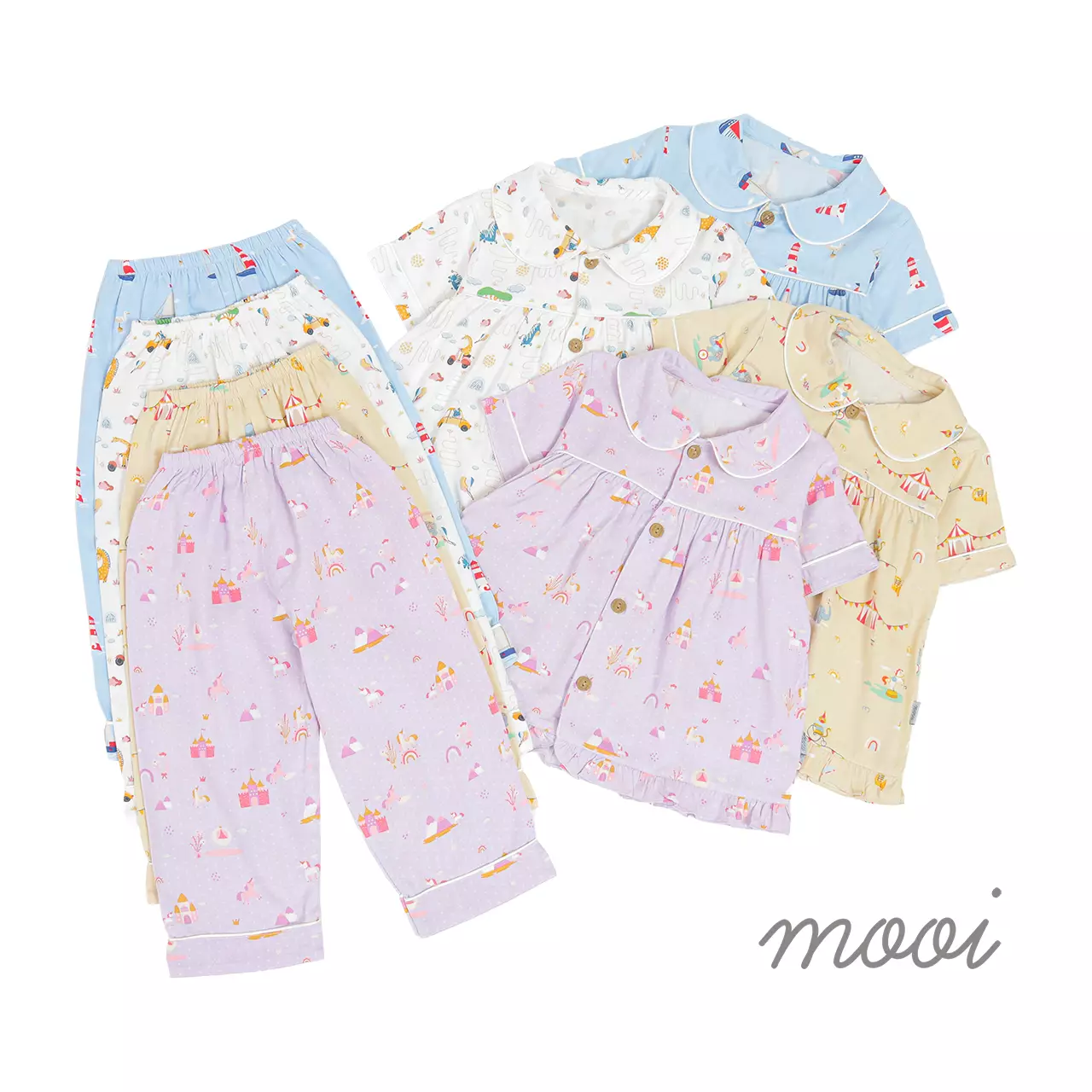 Mooi Piyama Anak Baju Tidur Anak Cheryl Short Pajamas Kids - Blue