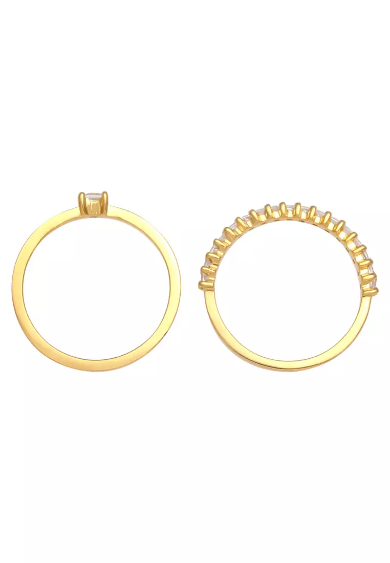 Ring Solitaire Zirconia Gold Plated