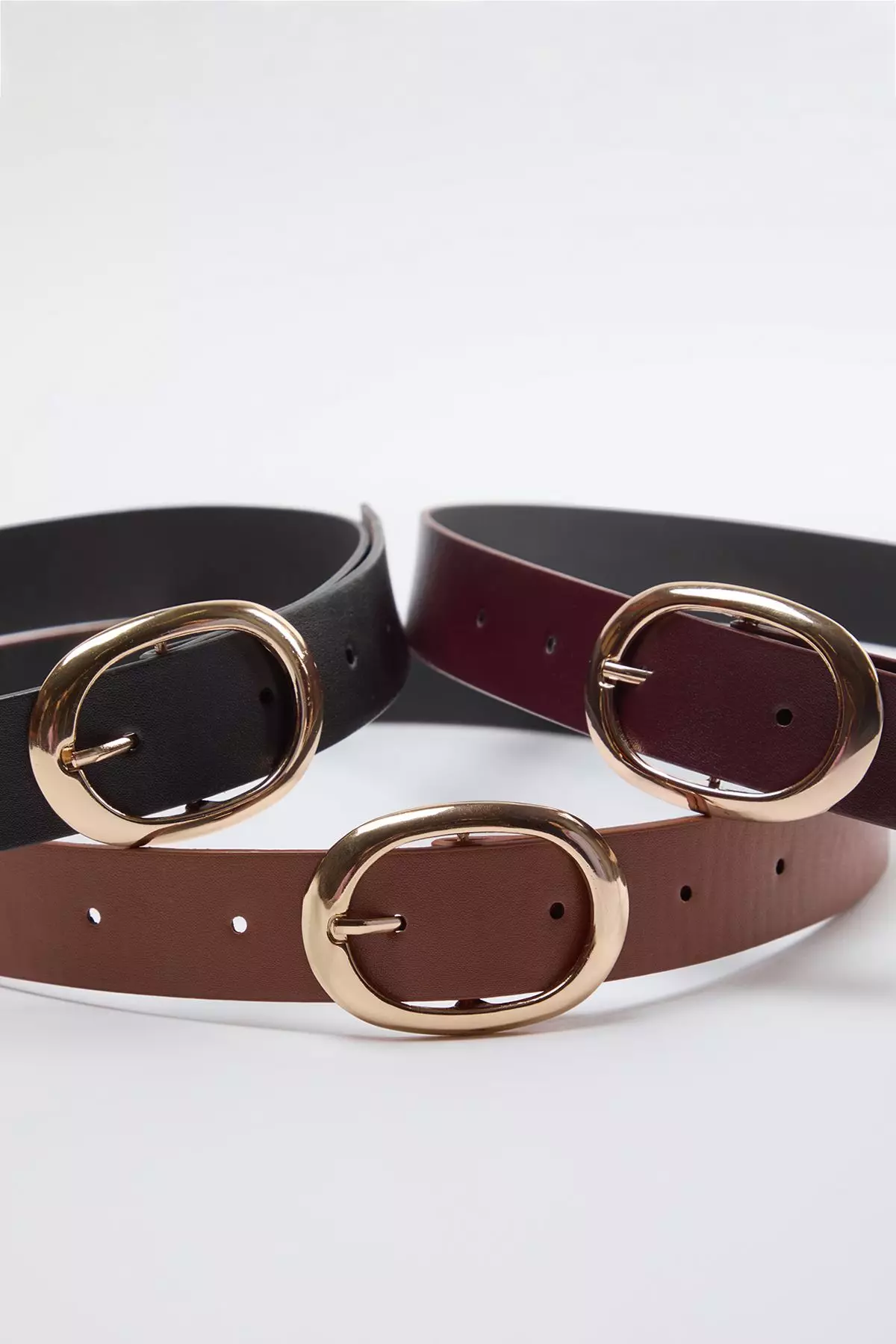 Black-Brown-Burgundy 3-Pack Leather Look Women's Belt TWOSS21KE0054