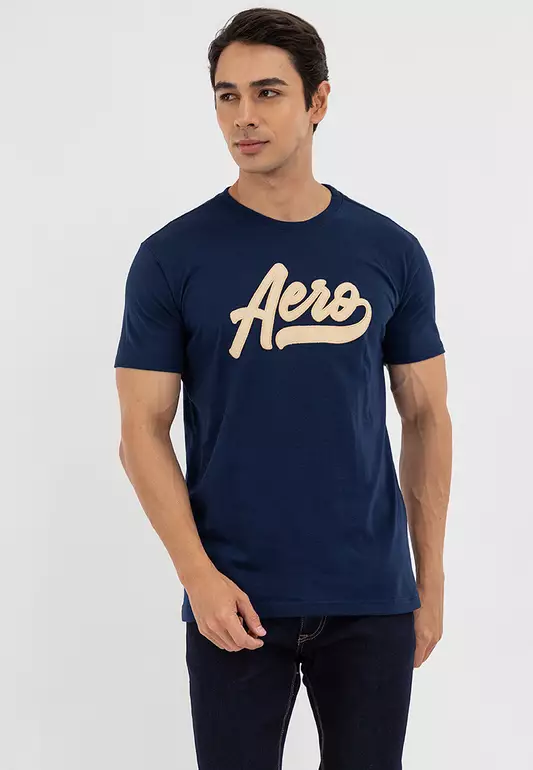 Men's Navy Blue Towelette Applique Tee