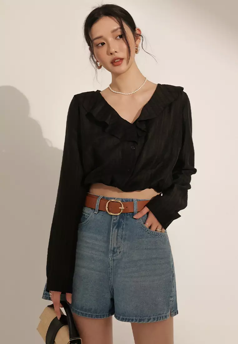 Denim Shorts With Belt