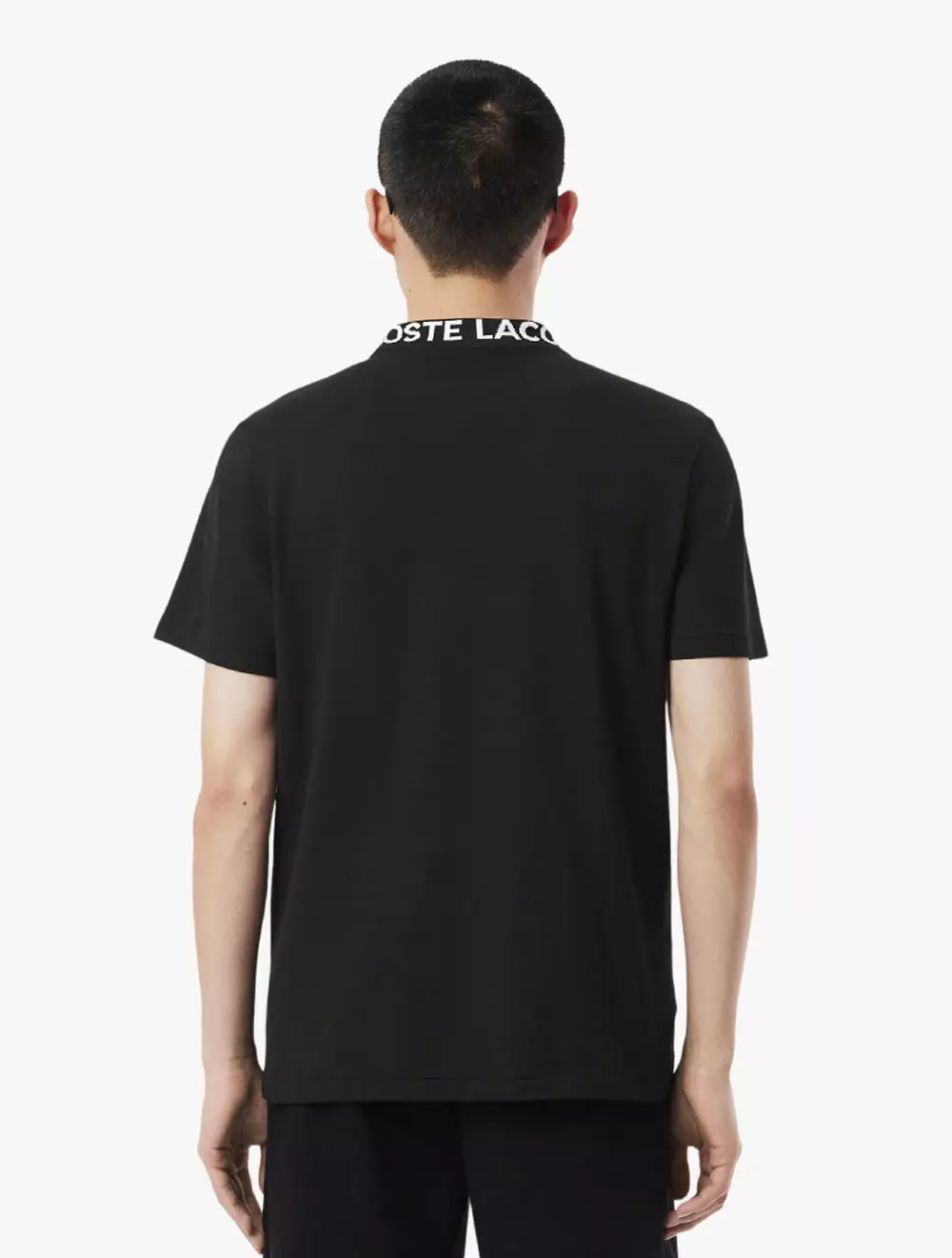 Regular Fit Jacquard Neck Stretch T-Shirt - Black