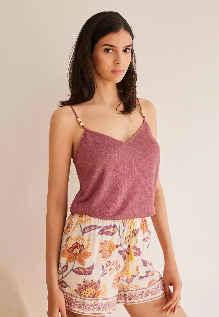 Maroon Texture Tank Top
