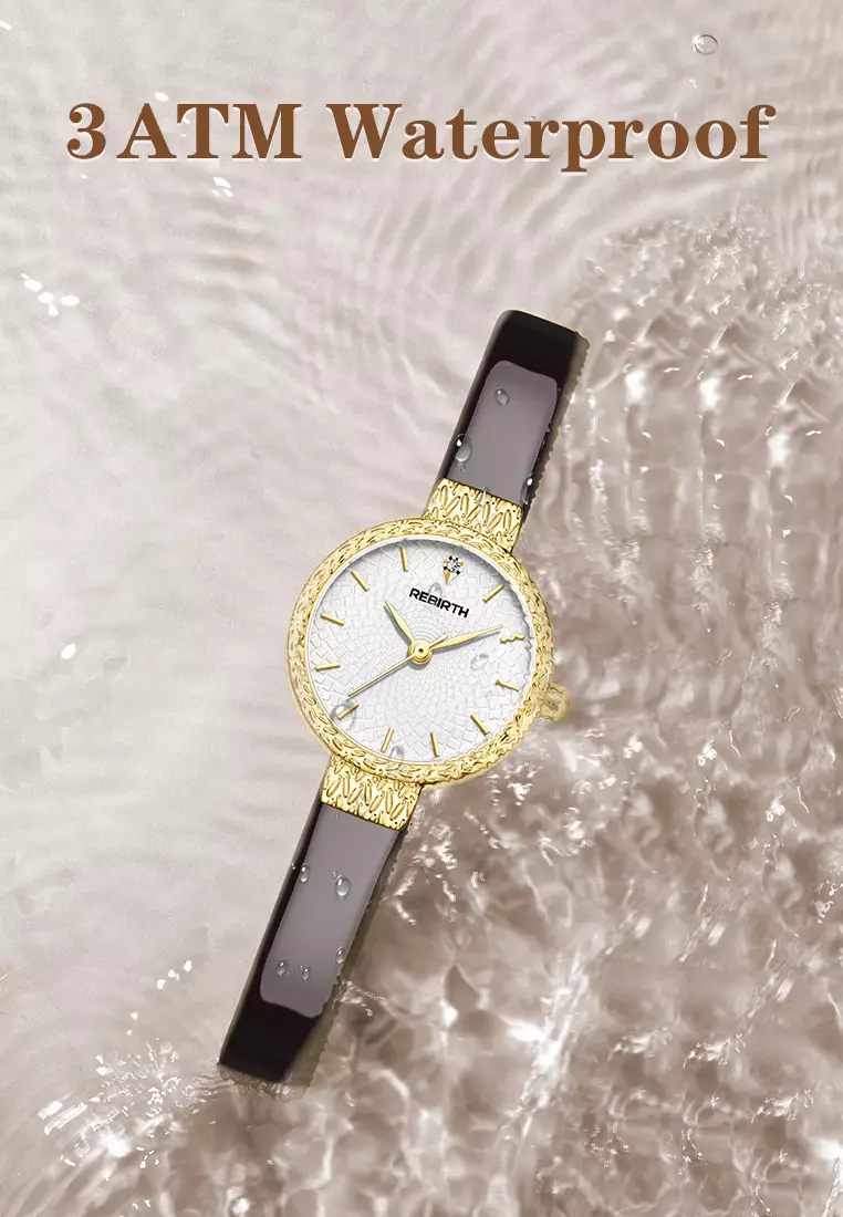 Jam Tangan Wanita Korea Original Anti Air Kuarsa Tali Kulit Jam Wanita Kecil Jam Tangan Cewek gold white