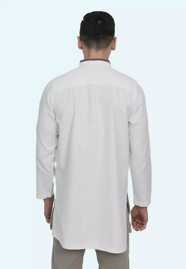 LGS - Kemeja Koko Pria - Reguler Fit - Kerah Shanghai - Putih - Lengan Panjang - CSH.283.S2072K.445.C-L/S