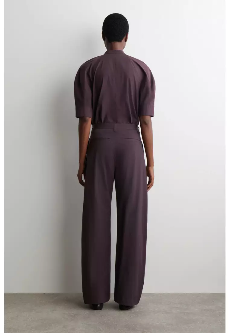 COTTON BARREL-LEG TROUSERS