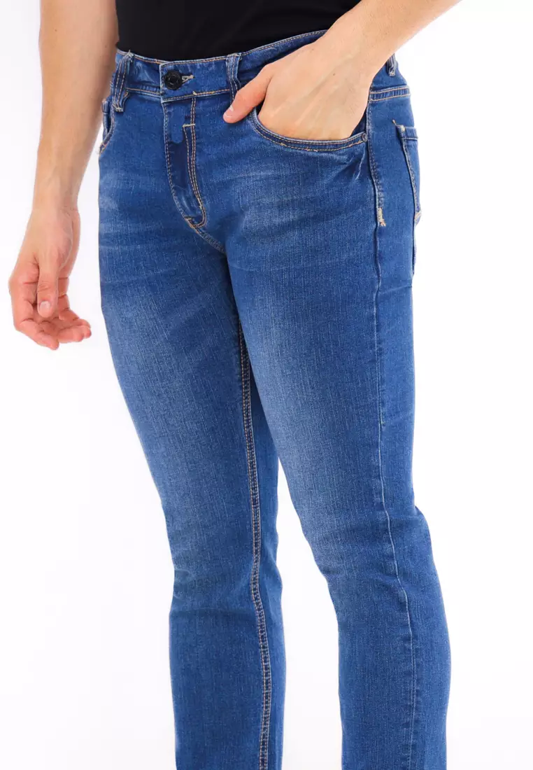 Denim Long Pants Slim Tapered Fit Stretch