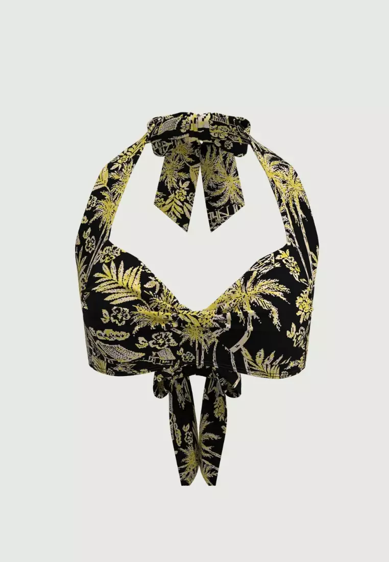 Tropadelic Days Black Knot Front Bikini Top