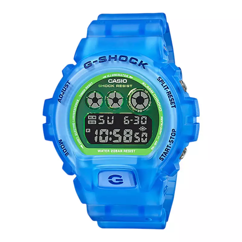 Jam Tangan Pria Casio G-Shock DW-6900LS-2DR Color Skeleton Series Digital Dial Blue Clear Resin Band
