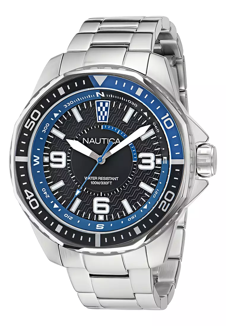 Nautica - Jam Tangan Analog Pria - Silver Blue - Stainless Steel - NAPKMF307