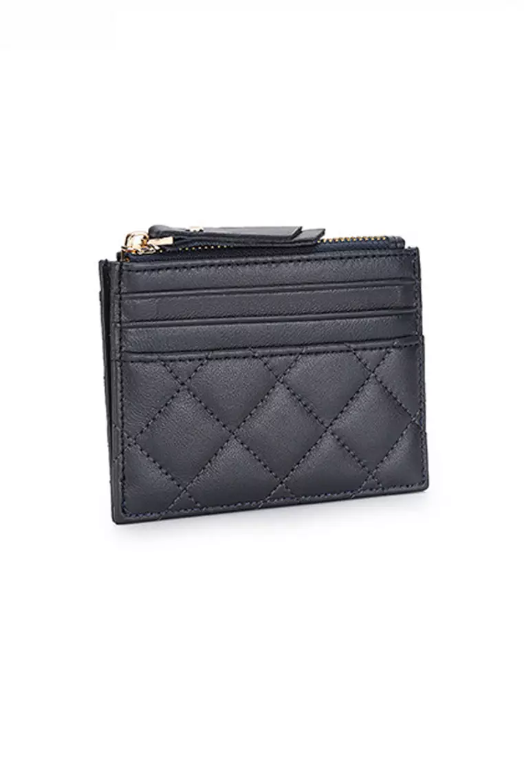 Quilted Sheepskin Card Holder Zip Purse JW YT-09