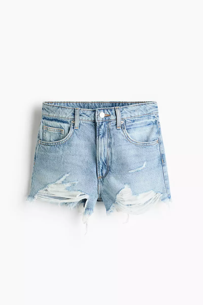 Worn-look denim shorts