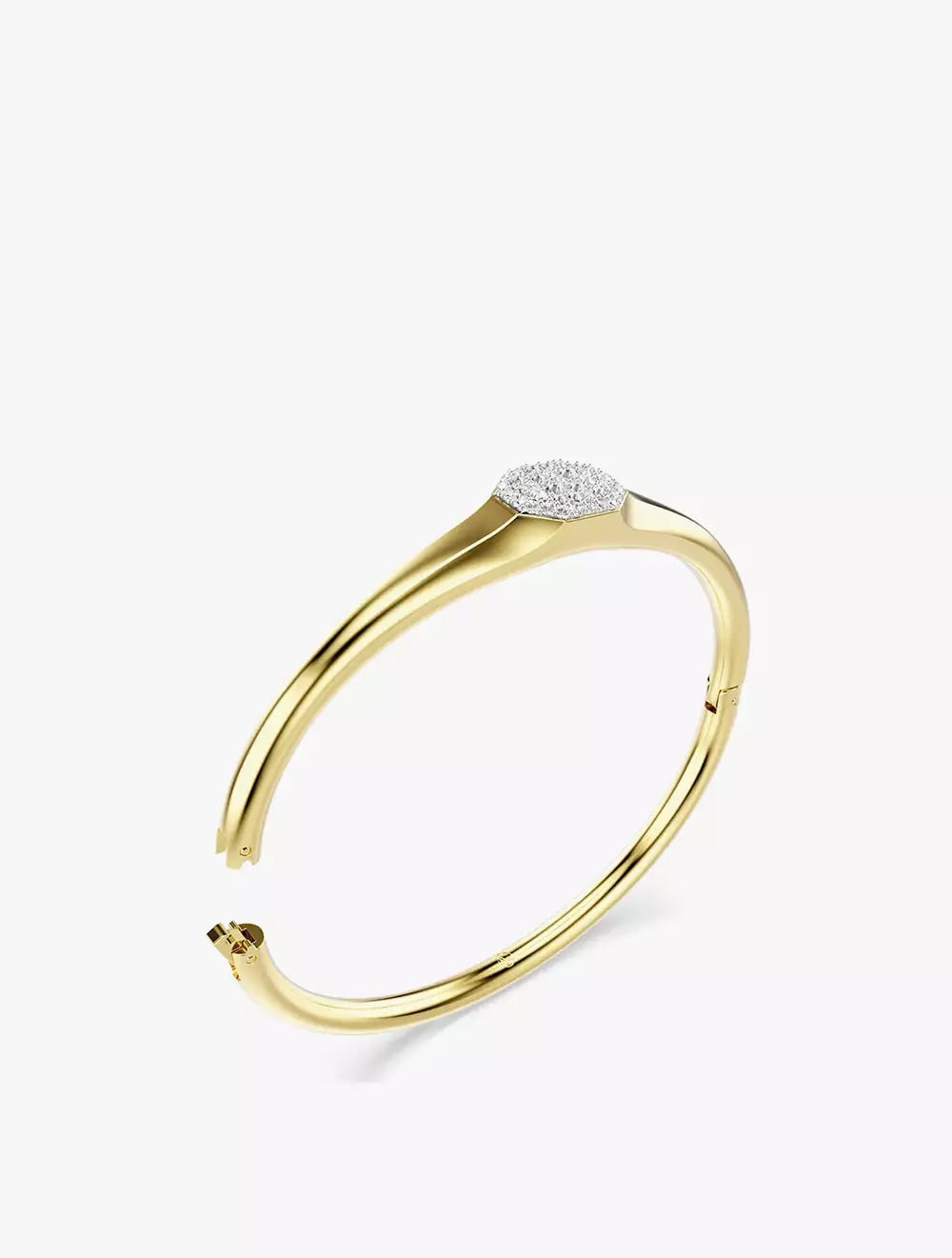 Dextera bangle, Round cut, White, Gold-tone plated