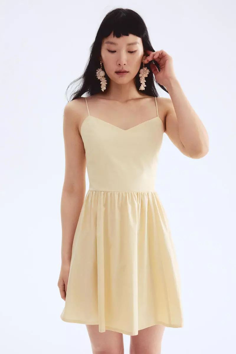Flared-skirt cotton dress